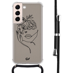 Casevibes Samsung Galaxy S22 hoesje met koord - Oneline Face Flower