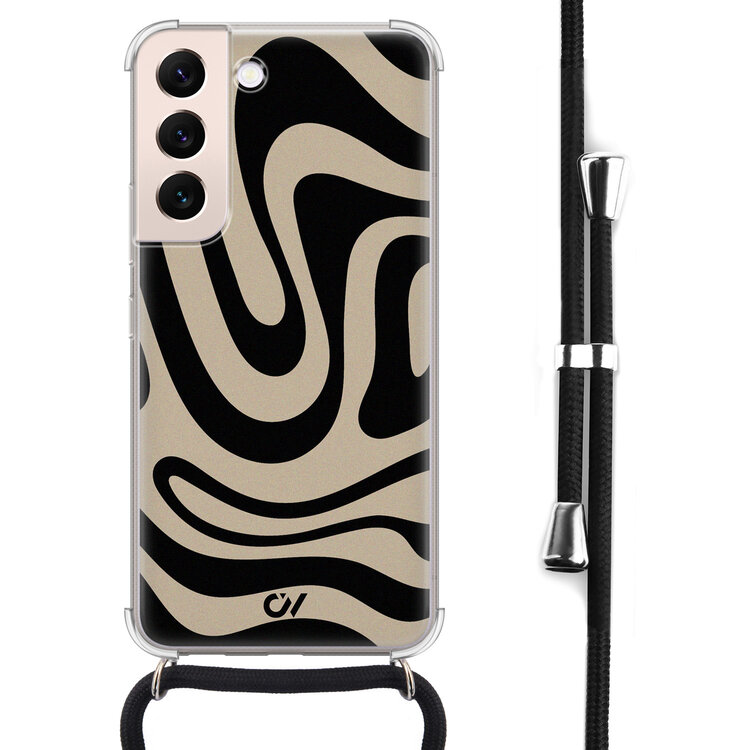 Casevibes Samsung Galaxy S22 hoesje met koord - Abstract Black Waves