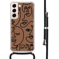 Casevibes Samsung Galaxy S22 hoesje met koord - Mokka Faces