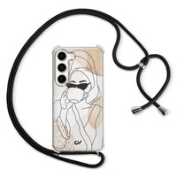 Casevibes Samsung Galaxy S23 hoesje met koord - Line Art Girl
