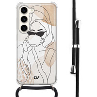 Casevibes Samsung Galaxy S23 hoesje met koord - Line Art Girl