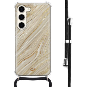 Casevibes Samsung Galaxy S23 hoesje met koord - Golden Marble