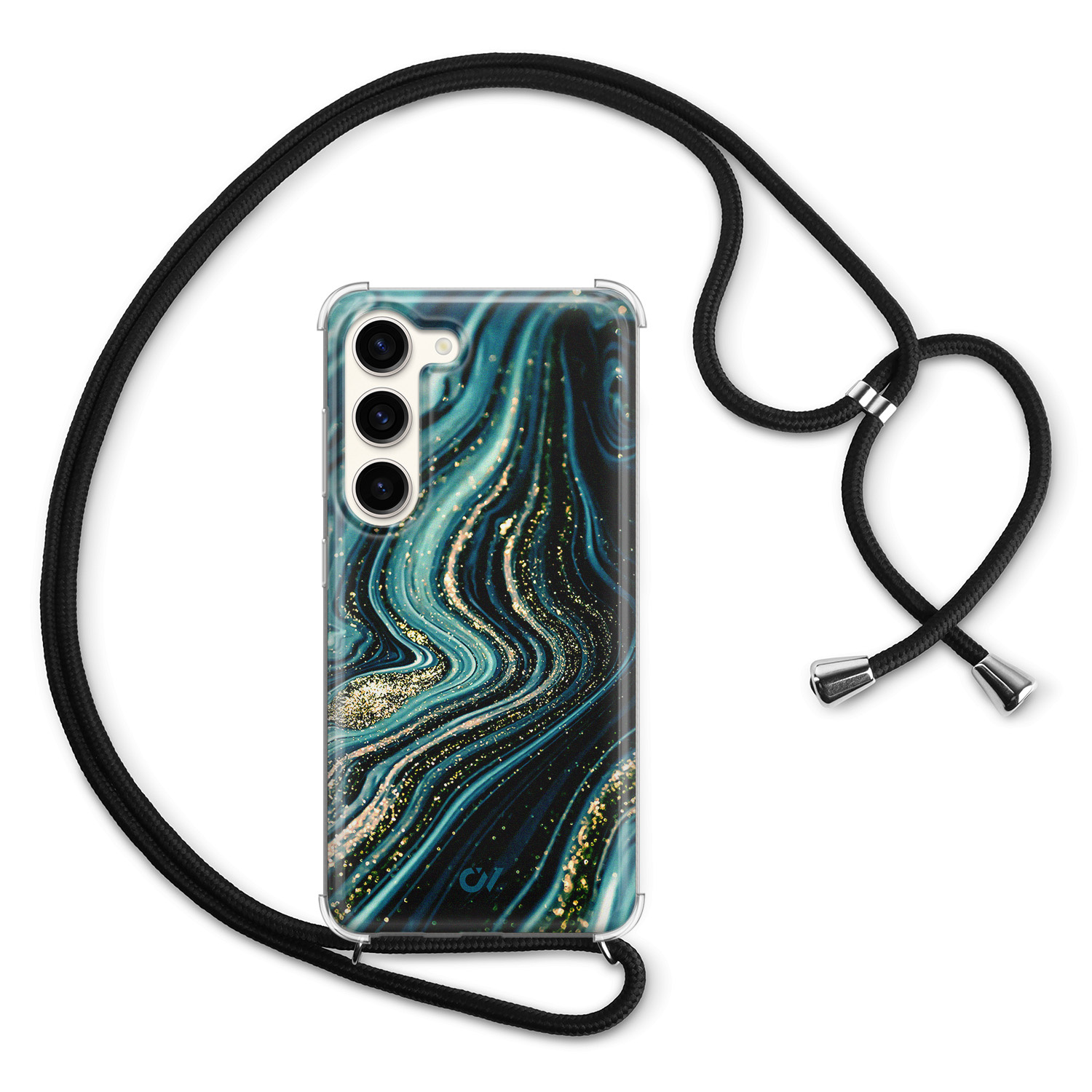 Casevibes Samsung Galaxy S23 hoesje met koord - Blue Marble Waves