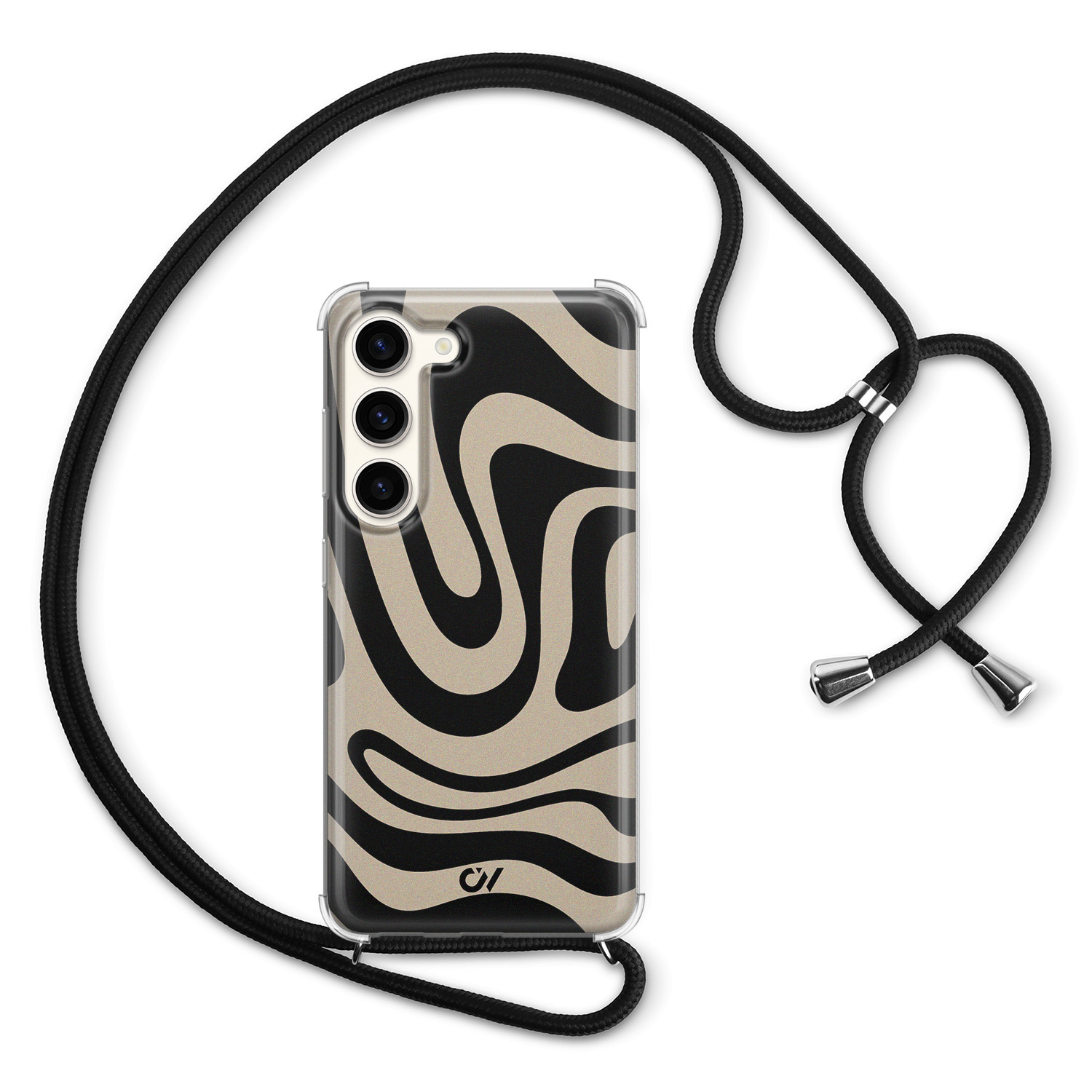 Casevibes Samsung Galaxy S23 hoesje met koord - Abstract Black Waves