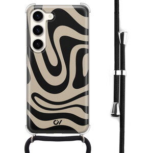 Casevibes Samsung Galaxy S23 hoesje met koord - Abstract Black Waves