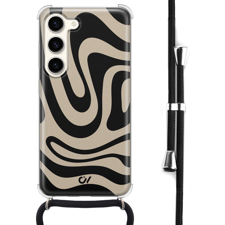 Casevibes Samsung Galaxy S23 hoesje met koord - Abstract Black Waves