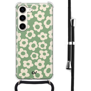 Casevibes Samsung Galaxy S23 hoesje met koord - Retro Cute Flowers
