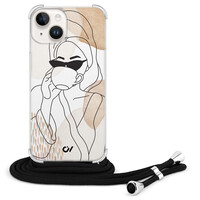 Casevibes iPhone 14 hoesje met koord - Line Art Girl