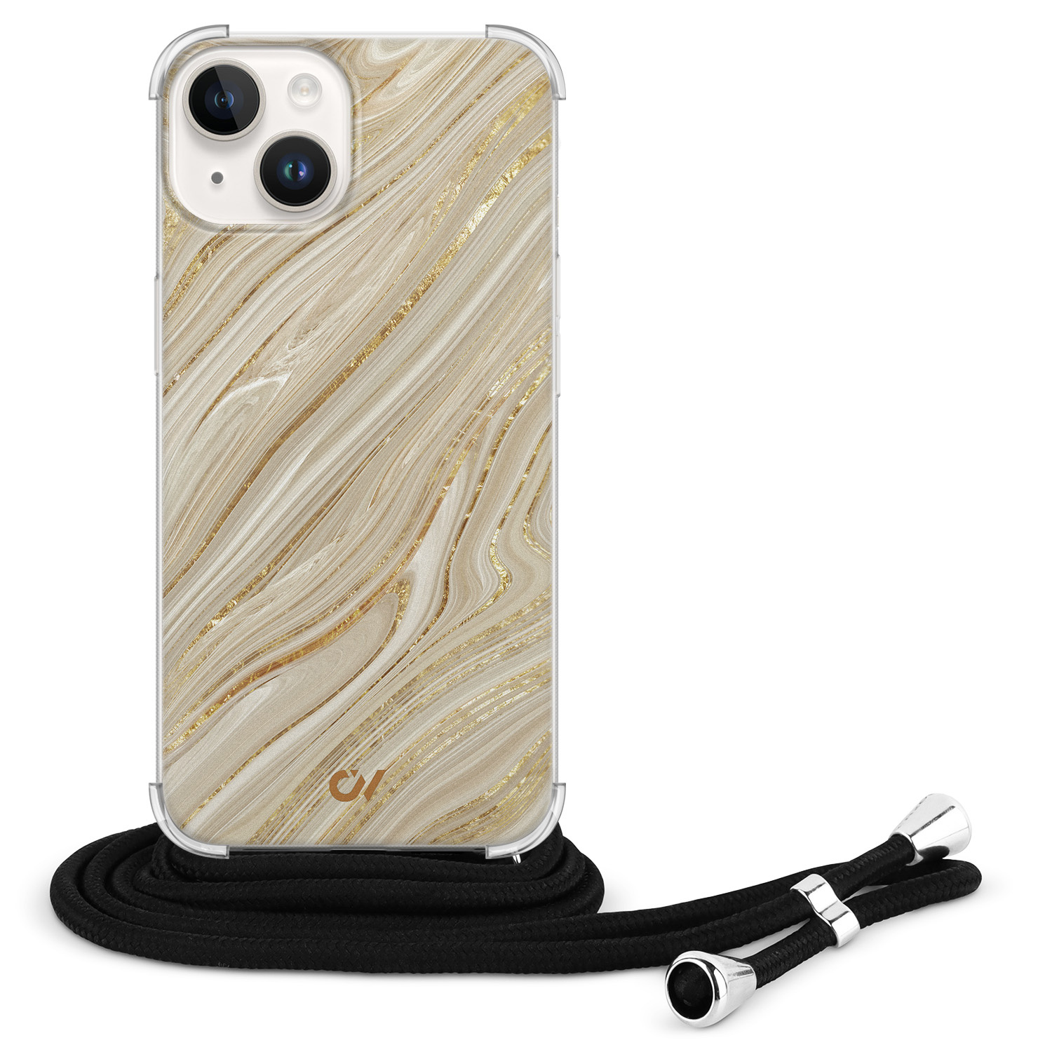 Casevibes iPhone 14 hoesje met koord - Golden Marble