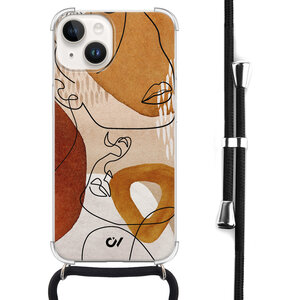 Casevibes iPhone 14 hoesje met koord - Abstract Shape Faces