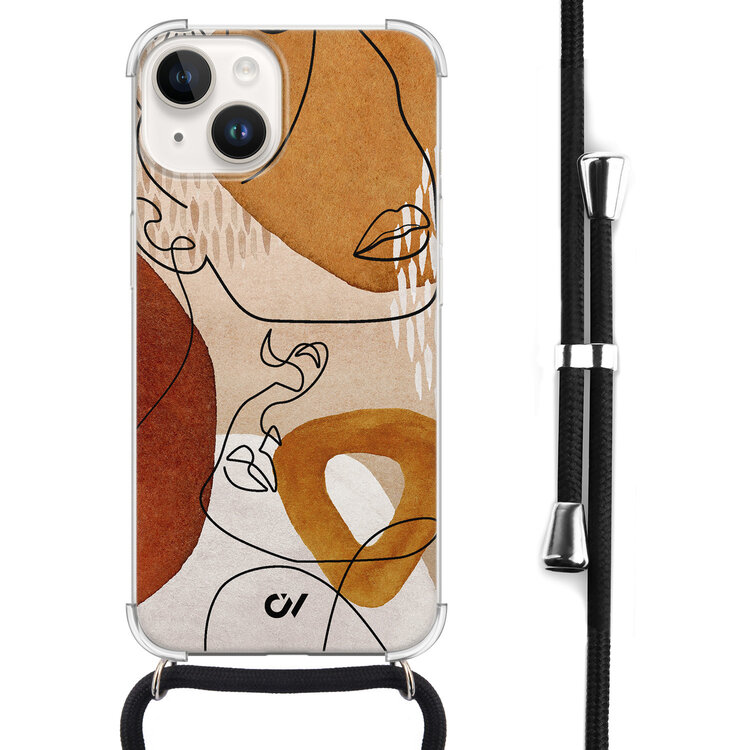 Casevibes iPhone 14 hoesje met koord - Abstract Shape Faces