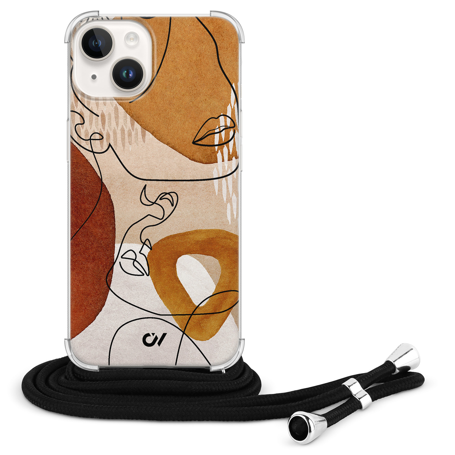 Casevibes iPhone 14 hoesje met koord - Abstract Shape Faces
