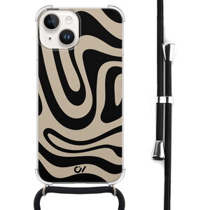 Casevibes iPhone 14 hoesje met koord - Abstract Black Waves