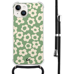 Casevibes iPhone 14 hoesje met koord - Retro Cute Flowers