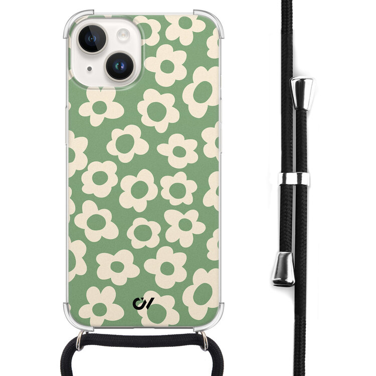 Casevibes iPhone 14 hoesje met koord - Retro Cute Flowers