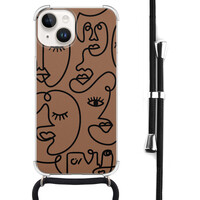 Casevibes iPhone 14 hoesje met koord - Mokka Faces