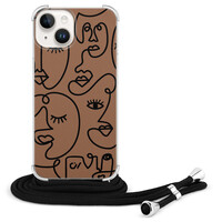 Casevibes iPhone 14 hoesje met koord - Mokka Faces