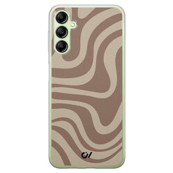 Casevibes Samsung Galaxy A14 5G hoesje siliconen - Brown Abstract Waves