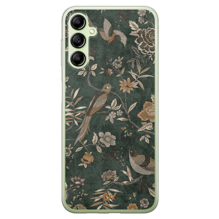 Casevibes Samsung Galaxy A14 5G hoesje siliconen - Khaki Golden Flowers