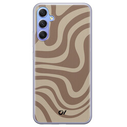 Casevibes Samsung Galaxy A34 hoesje siliconen - Brown Abstract Waves