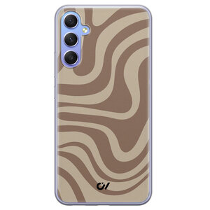 Casevibes Samsung Galaxy A34 hoesje siliconen - Brown Abstract Waves