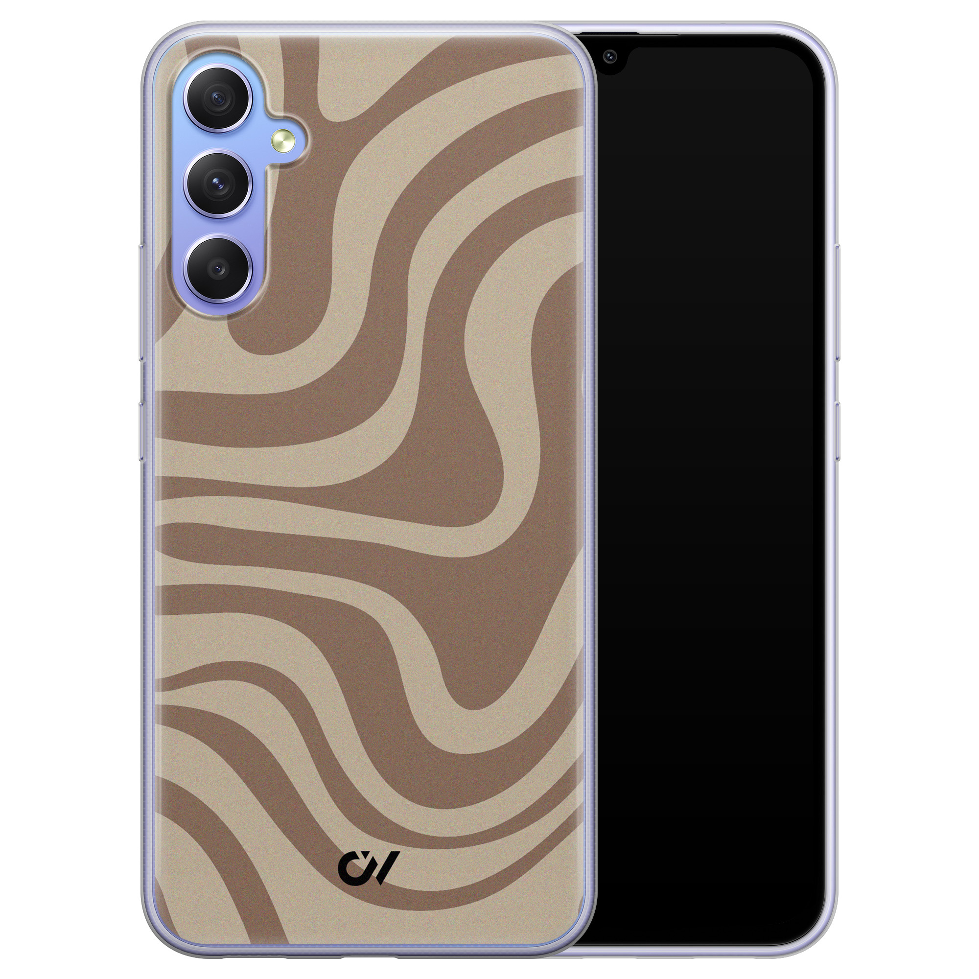 Casevibes Samsung Galaxy A34 hoesje siliconen - Brown Abstract Waves