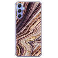 Casevibes Samsung Galaxy A34 hoesje siliconen - Golden Pink Marble