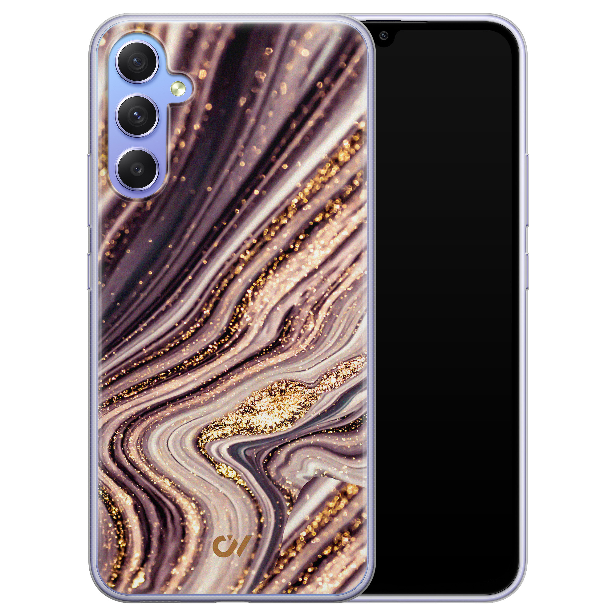 Casevibes Samsung Galaxy A34 hoesje siliconen - Golden Pink Marble