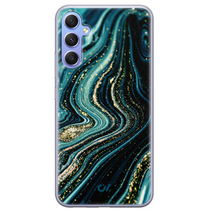 Casevibes Samsung Galaxy A34 hoesje siliconen - Blue Marble Waves
