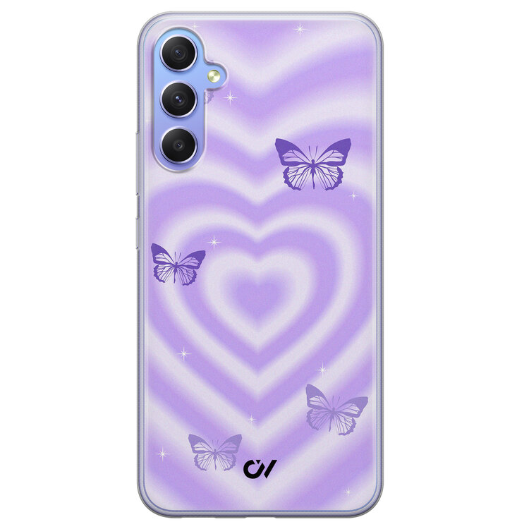 Casevibes Samsung Galaxy A34 hoesje siliconen - Retro Hart Vlinder