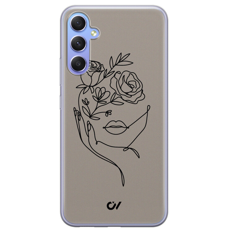 Casevibes Samsung Galaxy A34 hoesje siliconen - Oneline Face Flower