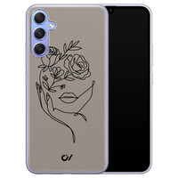 Casevibes Samsung Galaxy A34 hoesje siliconen - Oneline Face Flower