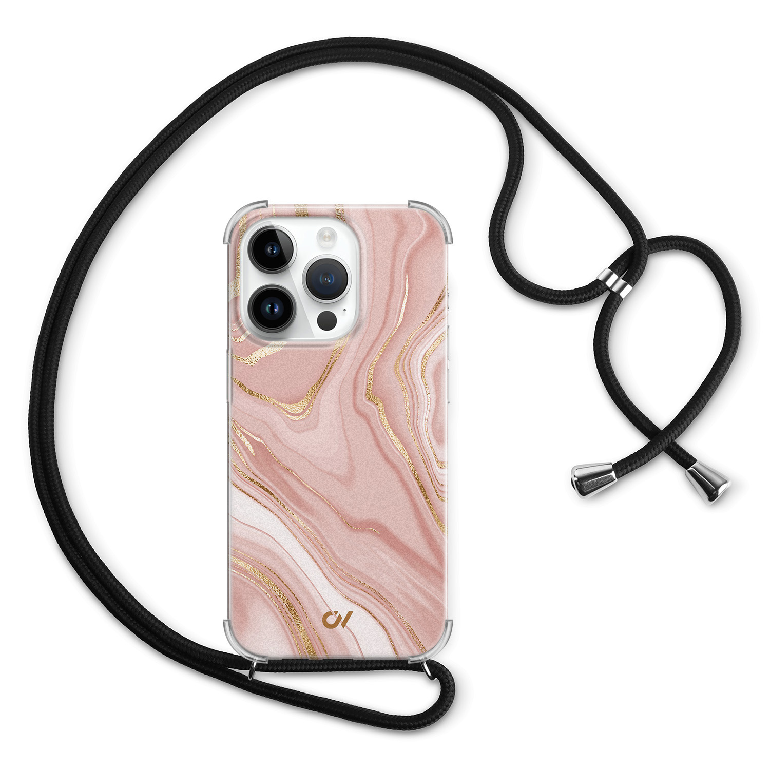 Casevibes iPhone 14 Pro hoesje met koord - Rose Marble