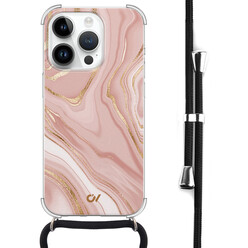 Casevibes iPhone 14 Pro hoesje met koord - Rose Marble