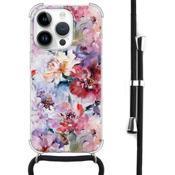 Casevibes iPhone 14 Pro hoesje met koord - Bloemen Acryl