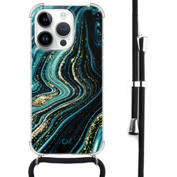 Casevibes iPhone 14 Pro hoesje met koord - Blue Marble Waves