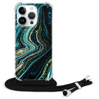 Casevibes iPhone 14 Pro hoesje met koord - Blue Marble Waves