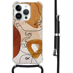 Casevibes iPhone 14 Pro hoesje met koord - Abstract Shape Faces