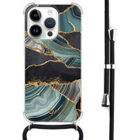 Casevibes iPhone 14 Pro hoesje met koord - Marble Jade Stone