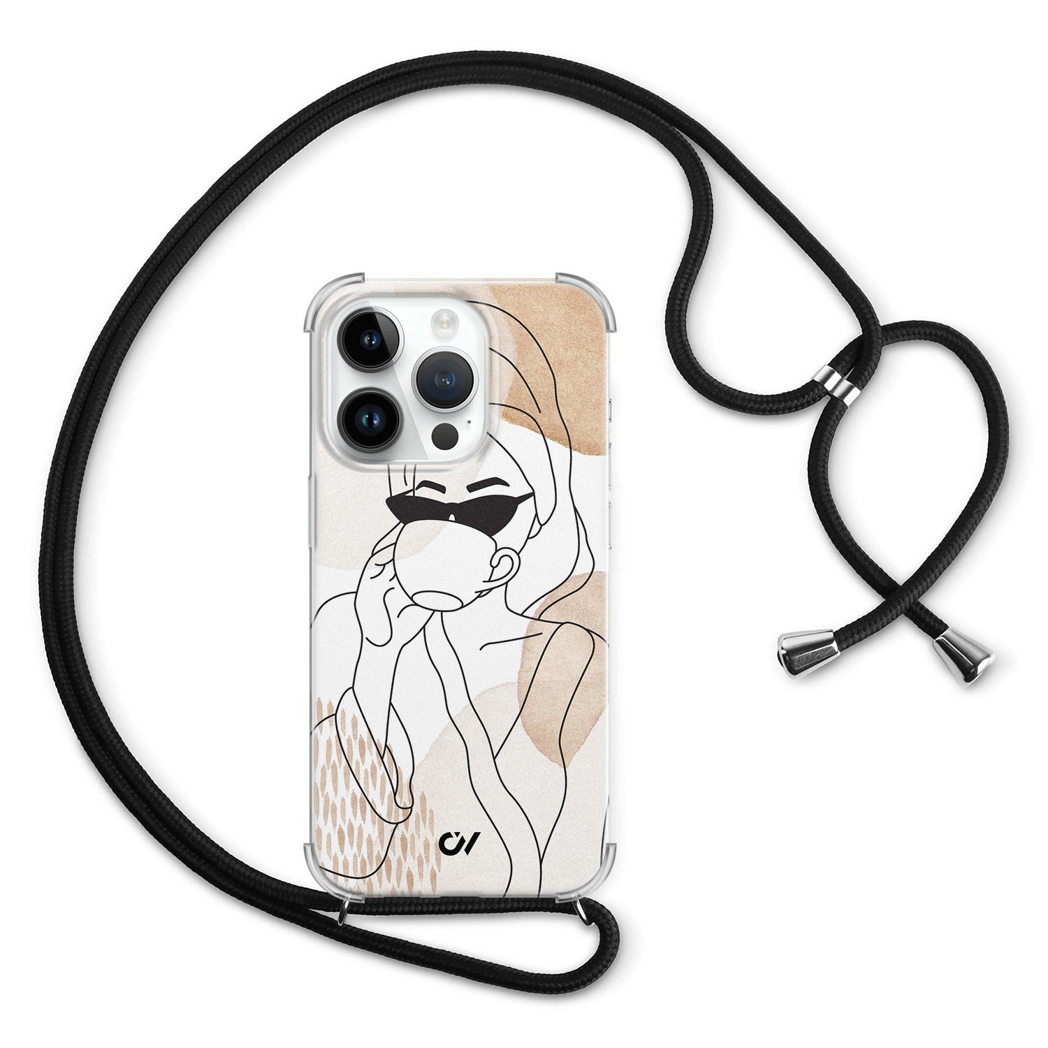 Casevibes iPhone 14 Pro Max hoesje met koord - Line Art Girl
