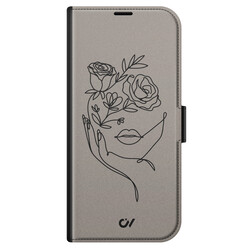 Casevibes iPhone 13 bookcase - Oneline Face Flower