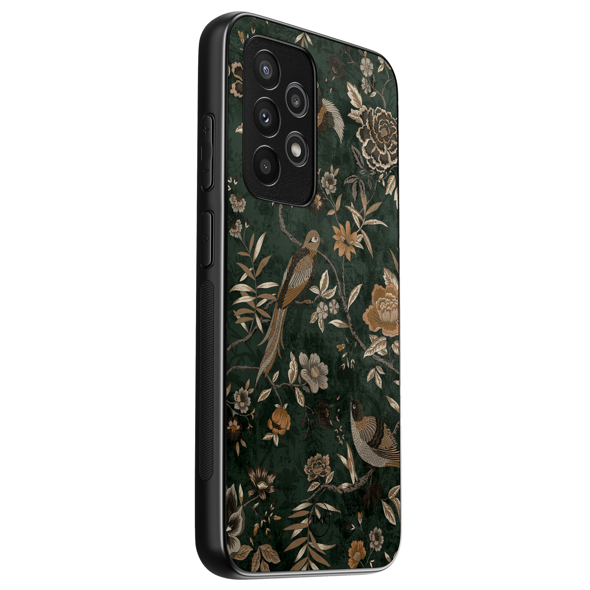 TMK Samsung Galaxy A52 backcover hoesje - Khaki golden flowers