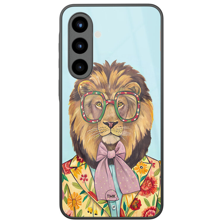 Casevibes Samsung Galaxy A56 glazen hardcase - Retro leeuw