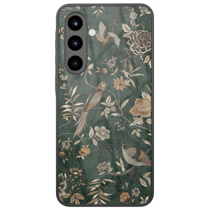 Casevibes Samsung Galaxy A56 glazen hardcase - Khaki golden flowers
