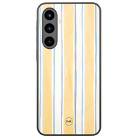 TMK Samsung Galaxy A56 glazen hardcase - Gestreept geel