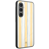 TMK Samsung Galaxy A56 glazen hardcase - Gestreept geel