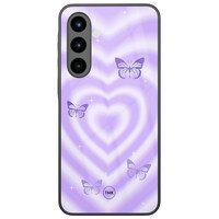 TMK Samsung Galaxy A56 glazen hardcase - Vlinders retro paars