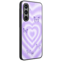 TMK Samsung Galaxy A56 glazen hardcase - Vlinders retro paars