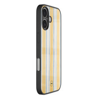 TMK iPhone 16 glazen hardcase - Gestreept geel