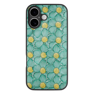TMK iPhone 16 glazen hardcase - Mint blossom